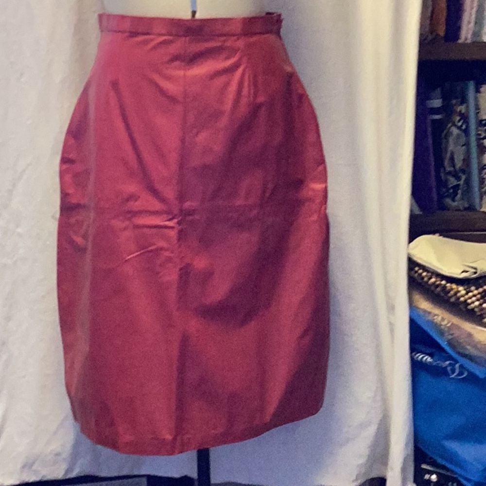Red leather skirt